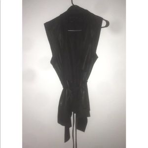 Zara Black Faux Leather Sleeveless Vest / Suede
